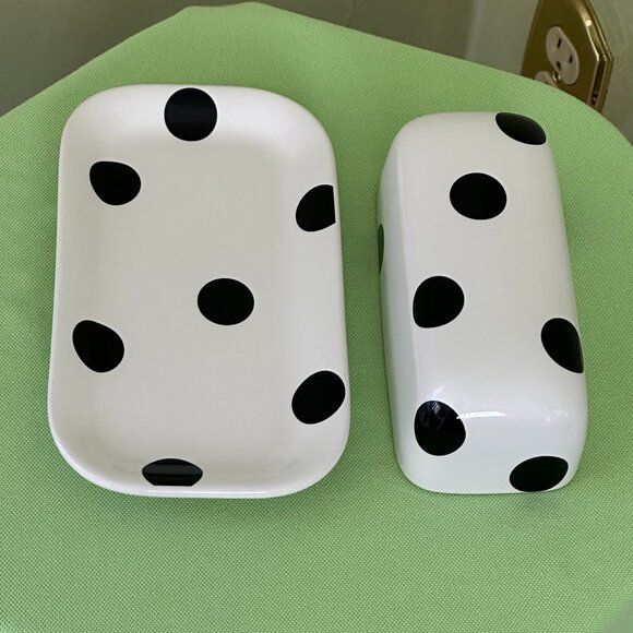 KATE SPADE DECO DOT COVERED BUTTER DISH:NWT DOTS - Picture 7 of 14